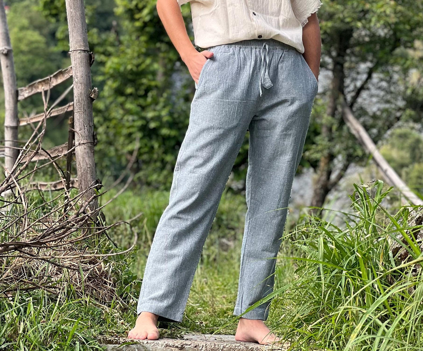 Men's Hemp Beach Pants with Four Pockets, 100% Hemp
