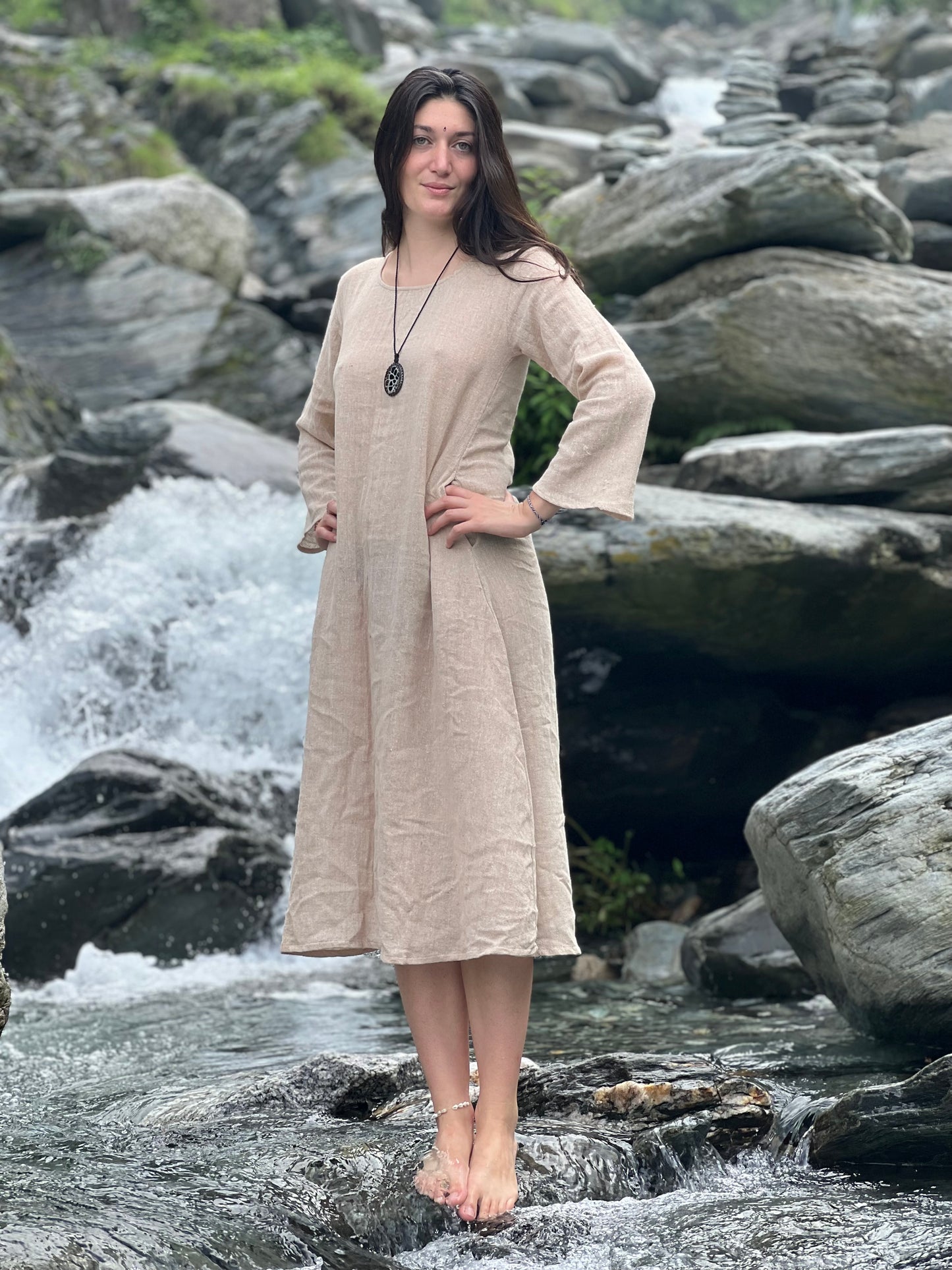 Women's Hemp Long Sleeve Pullover Dress