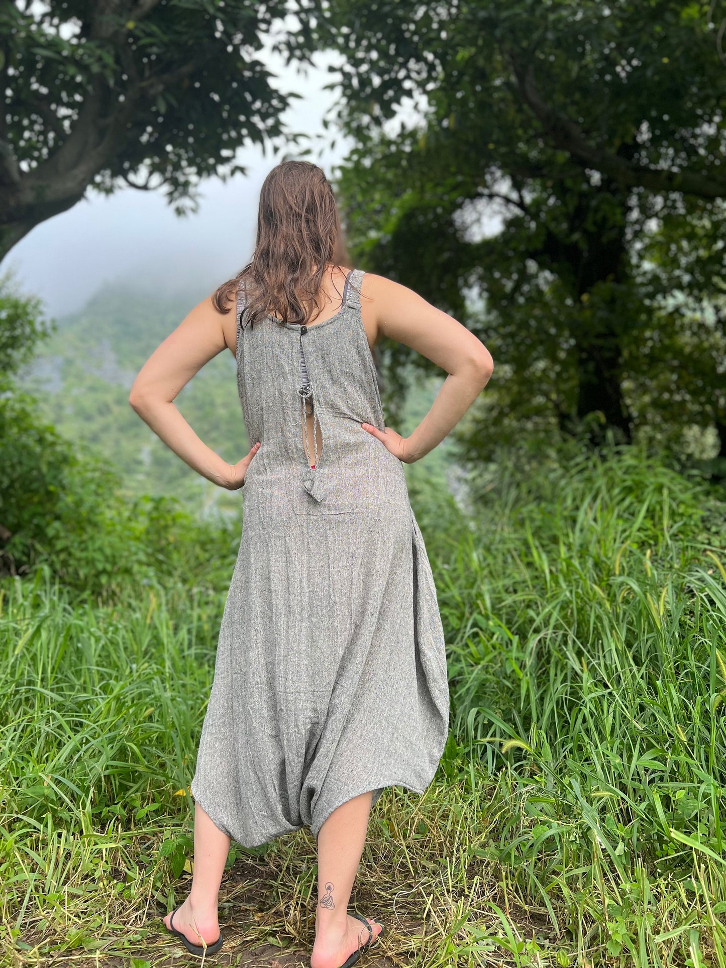 Women's Hemp Harem Sleeveless Jumpsuit