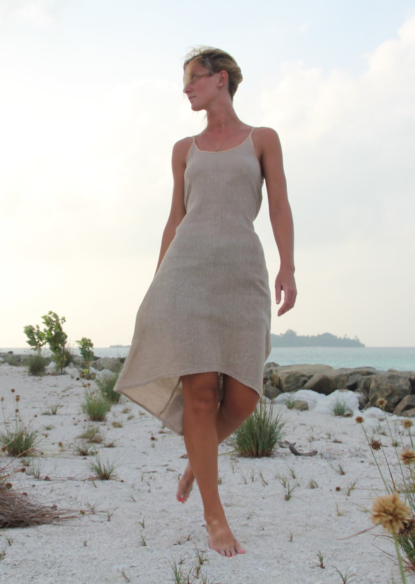 Women's Hemp Asymmetrical Dress