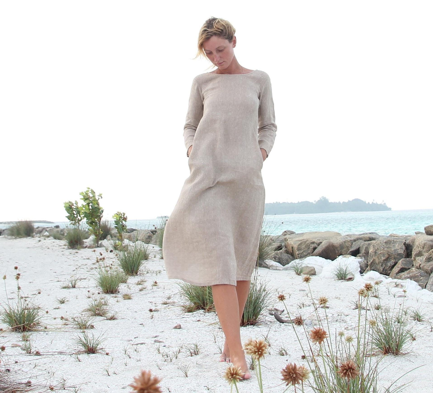 Women's Hemp Long Sleeve Pullover Dress